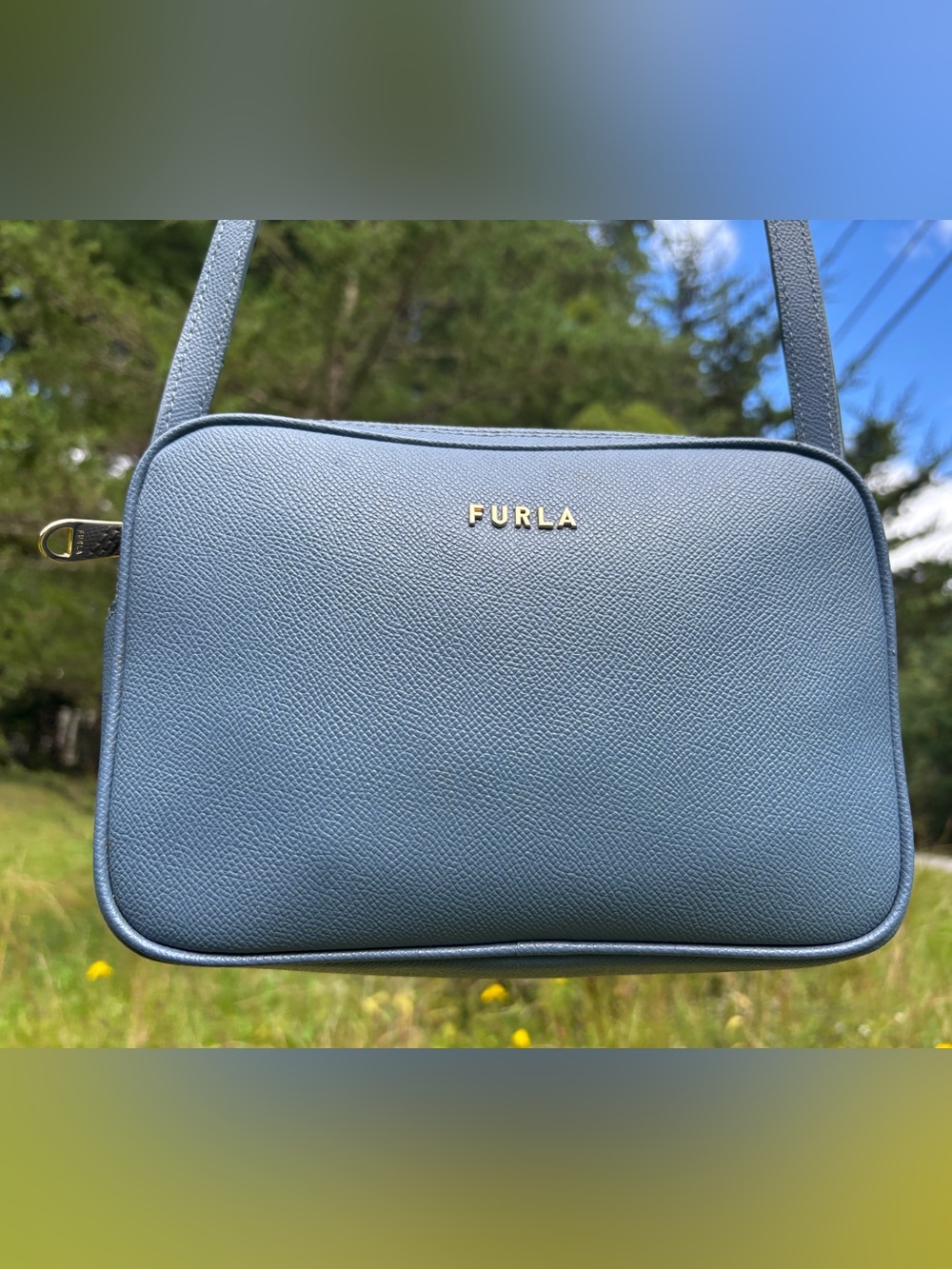 Furla Blue Leather Crossbody Bag